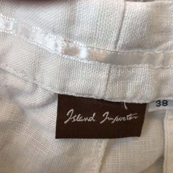 Island Importer Mens 100% Linen Trousers Size 38 White Straight Casual Beach - Picture 6 of 10